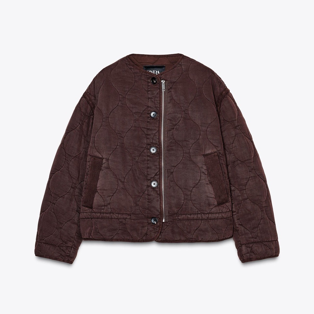 Zara Dark Brown Quilted Puffer Jacket - Picture 5 of 7